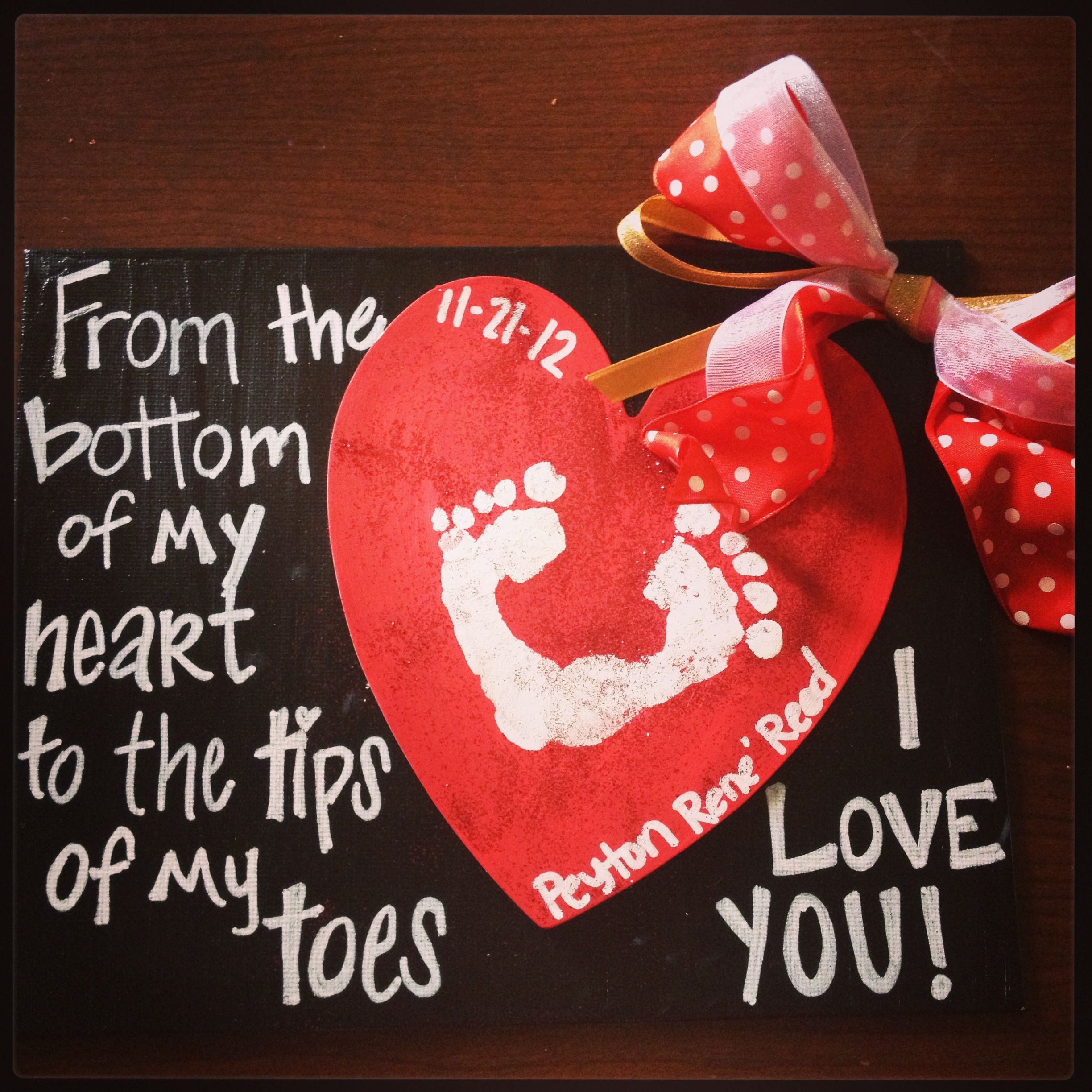 Valentine Gift Ideas For Infants
 Baby footprint craft This would be so cute for