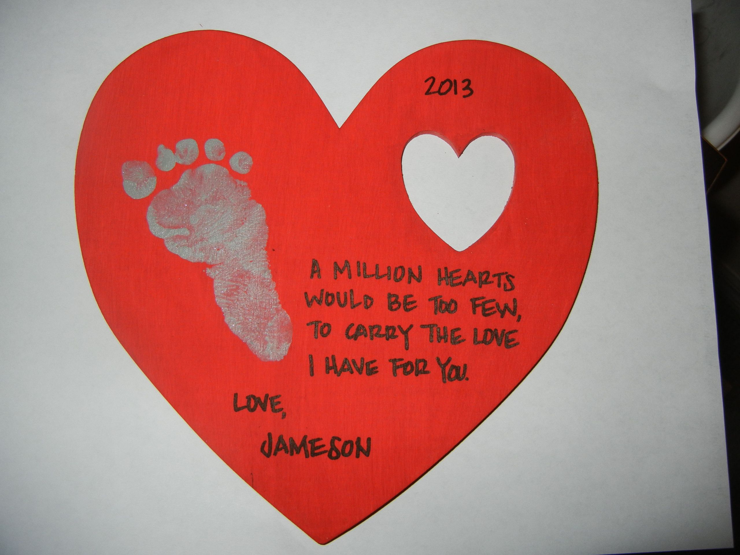 Valentine Gift Ideas For Infants
 Wooden Keepsake Valentine with Footprint & Poem