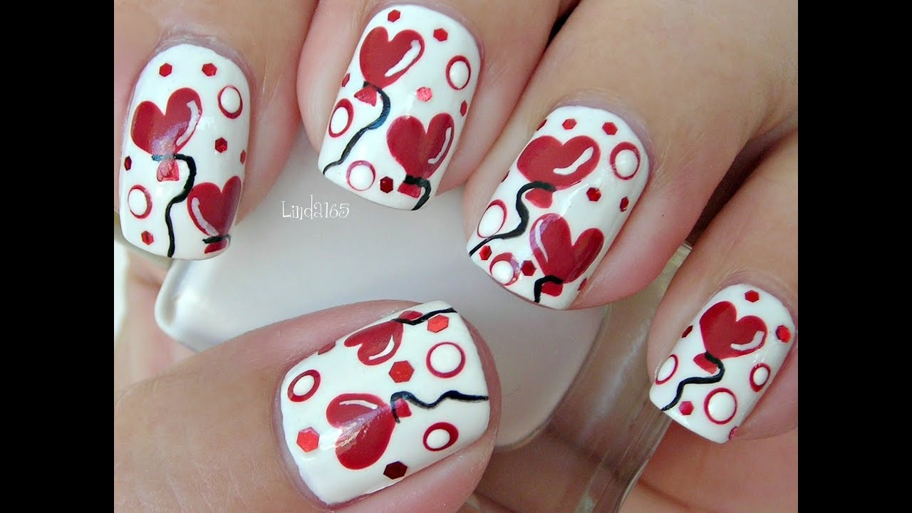 Valentine Nail Designs Pictures
 Nail Art Sweet Valentine Collaboration Heart Balloons