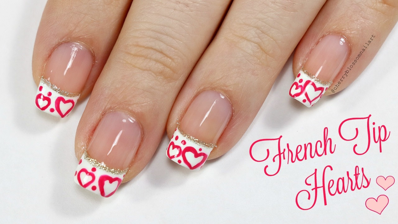 Valentine Nail Designs Pictures
 Easy French Tip With Hearts Valentine s Day Nail Art