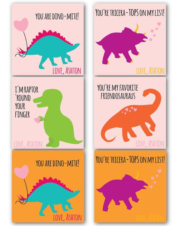 Valentines Quotes Kids
 Printable Children s Valentine s Day Modern Dinosaur Cards