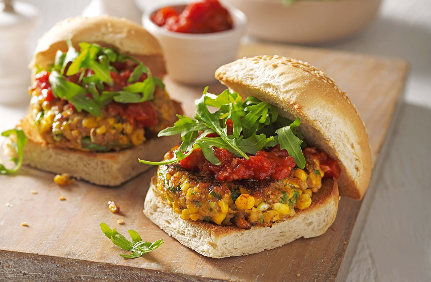 Vegan Chickpea Burgers Recipes
 Sweetcorn and chickpea burgers with smoky tomato sauce