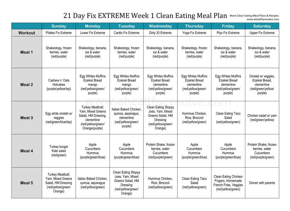 Vegetarian Clean Eating Meal Plan
 21 Day Fix EXTREME Clean Eating Meal Plan and Recipes