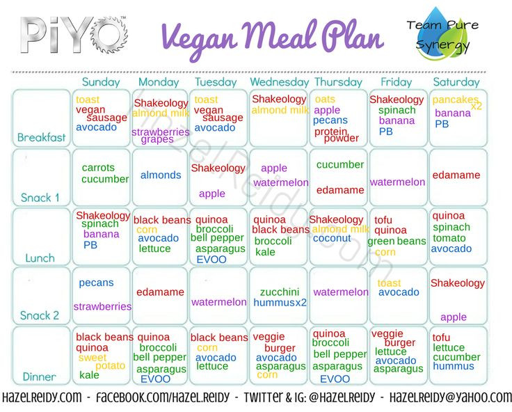 Vegetarian Clean Eating Meal Plan
 PiYo vegan meal plan Considering doing the vegan