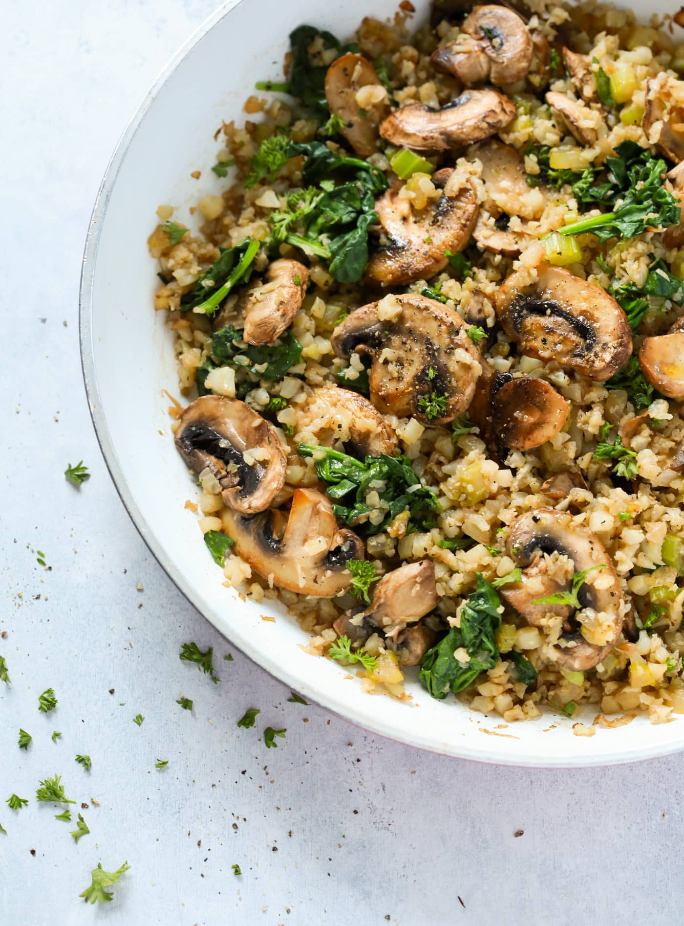 Vegetarian Rice Recipes Main Dish
 Mushroom Cauliflower "Rice" Skillet Recipe Primavera Kitchen