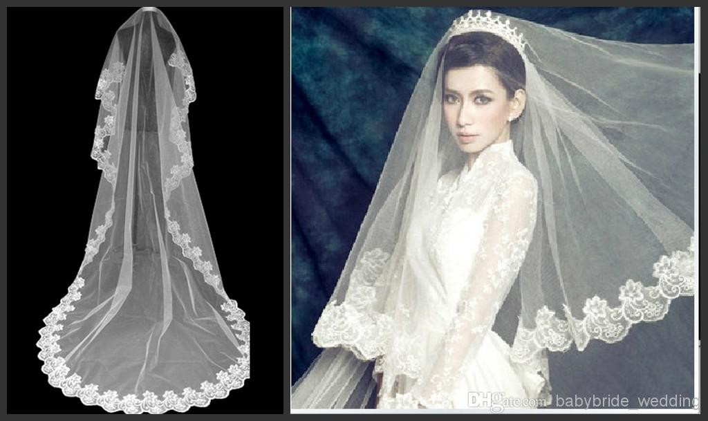 Vintage Veils Wedding
 2014 Vintage Bridal Veil Three Long Meters Big Sheer Lace