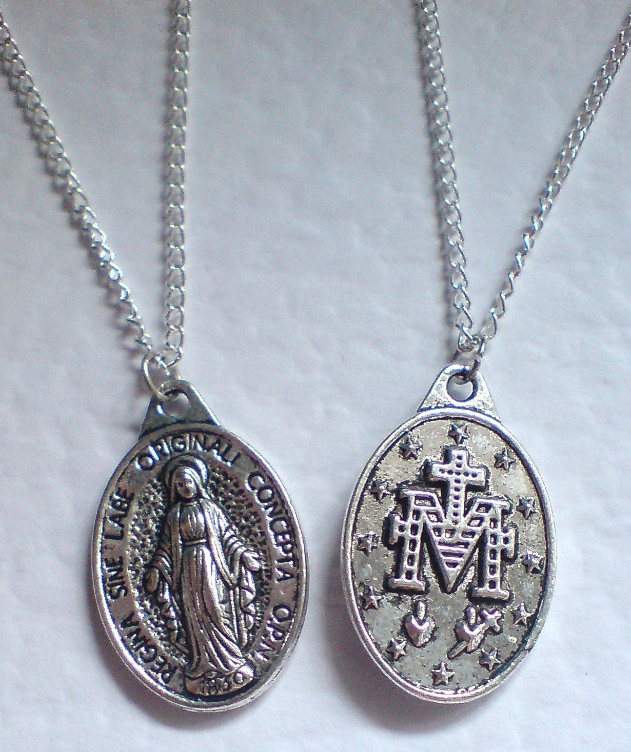 Virgin Mary Necklace
 Silver Virgin Mary Reversible Christian Virgin Mary Necklace