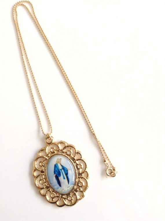 Virgin Mary Necklace
 Virgin Mary Necklace Miraculous Medal necklace Virgen de La