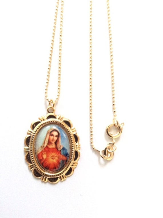 Virgin Mary Necklace
 Gold Virgin Mary Necklace Virgin Mary Gold Pendant Immaculate
