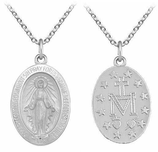Virgin Mary Necklace
 New Sterling Silver Virgin Mary Miraculous Medal Pendant