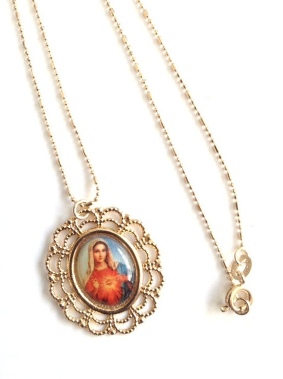 Virgin Mary Necklace
 Gold Virgin Mary Necklace Virgin Mary Gold Pendant