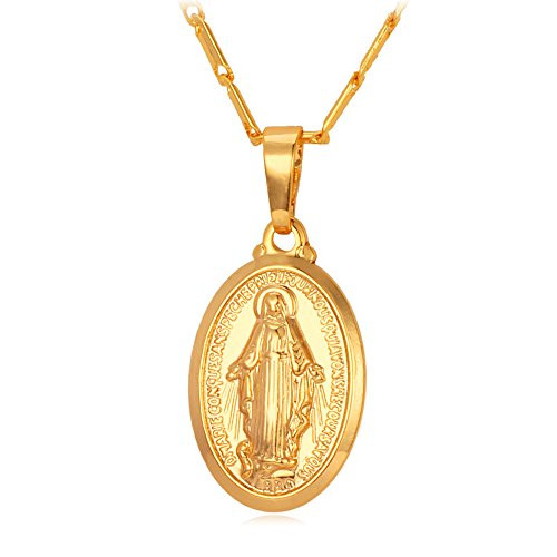 Virgin Mary Necklace
 U7 Virgin Mary Necklace 18K Gold Plated Women Men