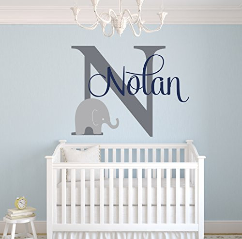 Wall Decorations For Baby Boy Room
 Custom Elephant Name Wall Decal for Boys Baby Boys Room