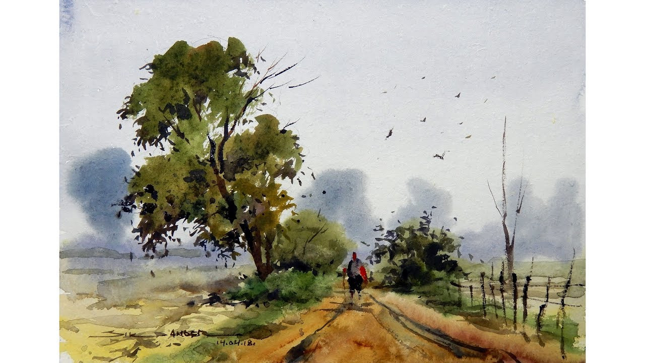 Watercolor Landscape Painting
 easy watercolor landscape for beginners by sikander singh