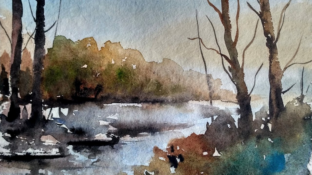 Watercolor Landscape Painting
 SIMPLE LANDSCAPE IN WATERCOLOR PAINT WITH DAVID