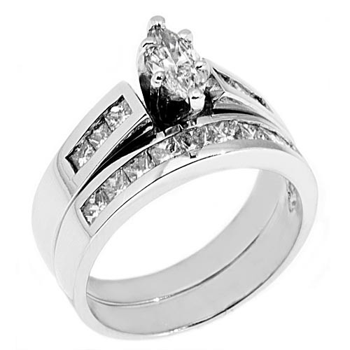 Wedding Bands Set
 WOMENS PLATINUM MARQUISE CUT DIAMOND ENGAGEMENT RING