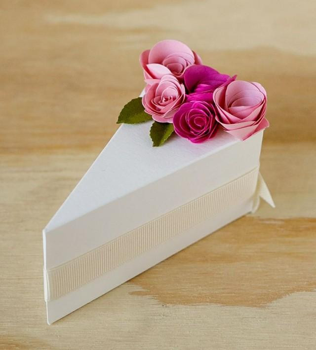 Wedding Cake Slice Boxes
 Wedding Cakes Cream Paper Cake Slice Favor Boxes