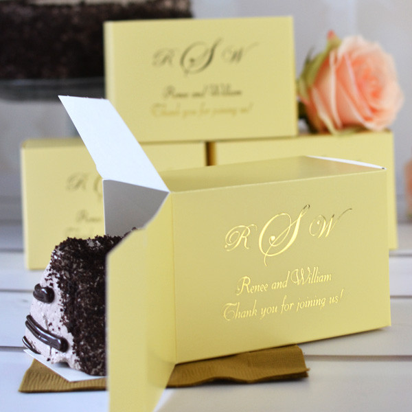 Wedding Cake Slice Boxes
 5 x 3 Custom Printed Cake Slice Favor Boxes Set of 50
