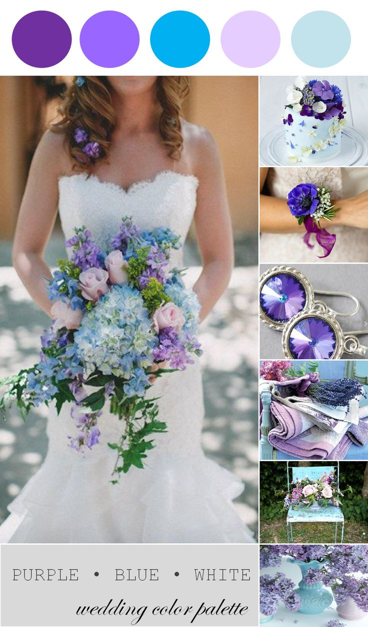 Wedding Color Schemes
 Spring Wedding Inspiration Purple Blue and White