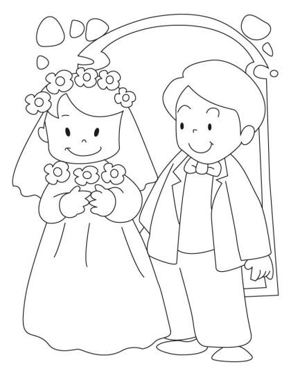 Wedding Coloring Book For Kids
 Bride and groom coloring pages BODAS