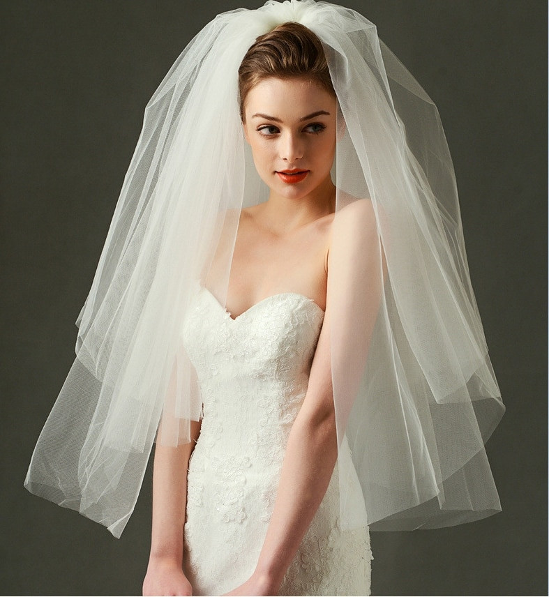 Wedding Dress And Veil
 wedding veil 2017 fluffy bridal veil two layers short veil