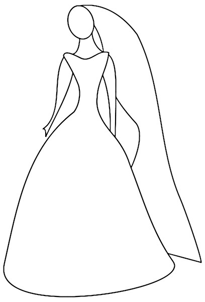 Wedding Dress Coloring Pages
 simple outline of women in her wedding dress