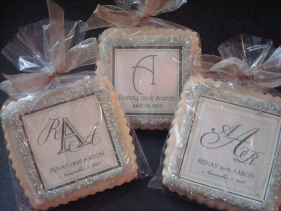 Wedding Favors Etsy
 Personalized Wedding Favors Champagne Ivory Shortbread