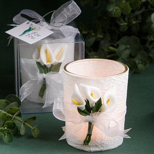Wedding Favors Unlimited
 Calla Lily Design Wrapped Candle Favors