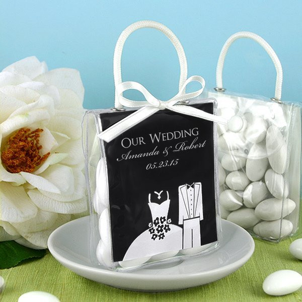 Wedding Favors Unlimited
 Personalized Silhouette Mini Gift Favor Totes
