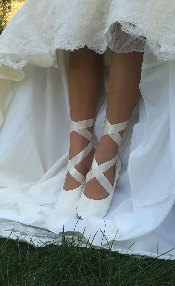 Wedding Flat Shoes For Bride
 Lace Ballerina Style Bridal Shoe Ivory Lace Flat Wedding