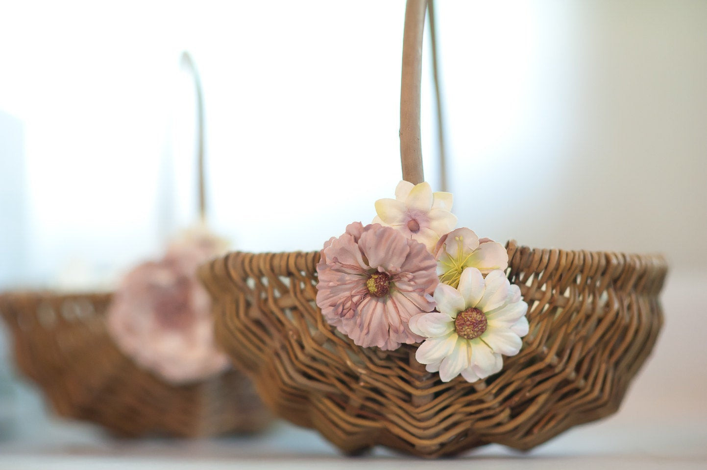 Wedding Flower Girl Basket
 Rustic Flower Girl Basket for Wedding Pale Pink by