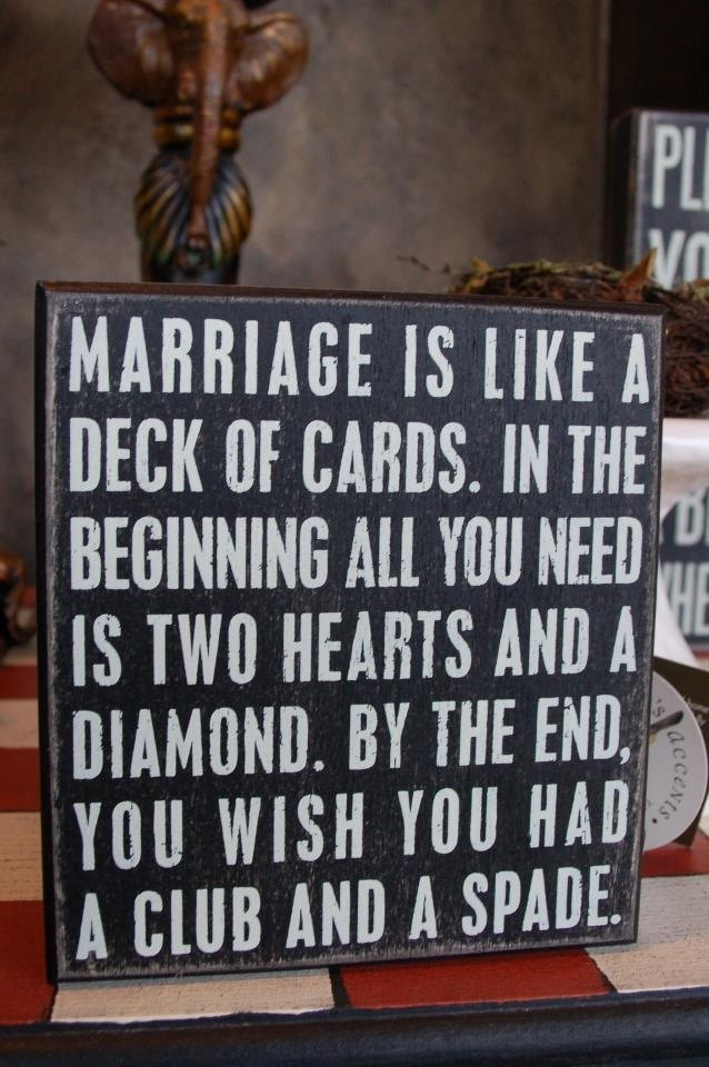 Wedding Funny Quote
 Marriage is like a deck of cards funny