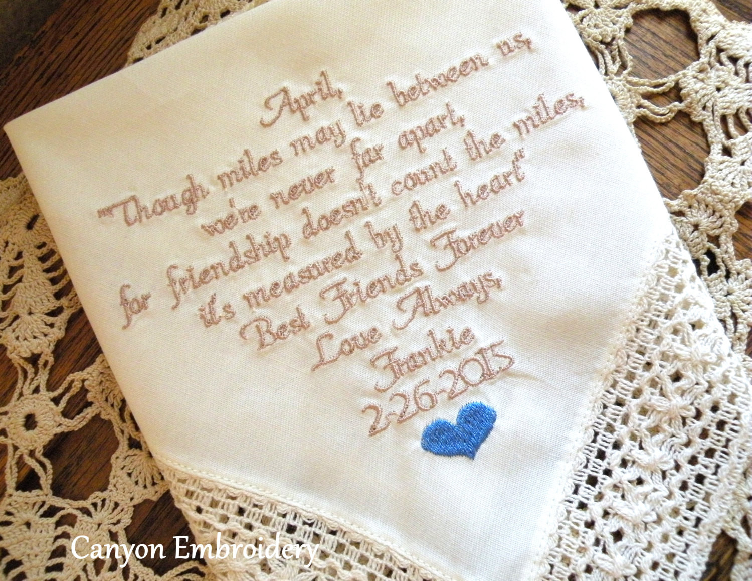 Wedding Gift Ideas For Best Friend Bride
 Best Friend Wedding Gift Embroidered Wedding Hankerchief