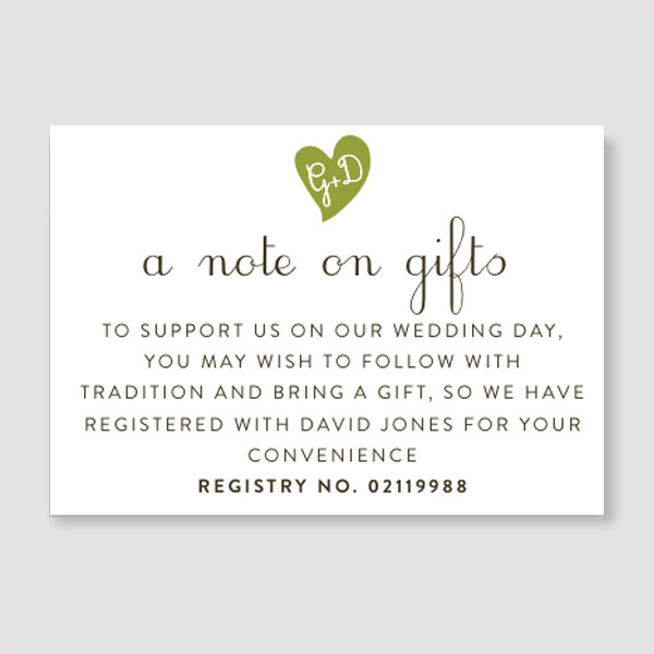 Wedding Gift Registry
 Wedding Invitations with St Gertrude tree laser cut design
