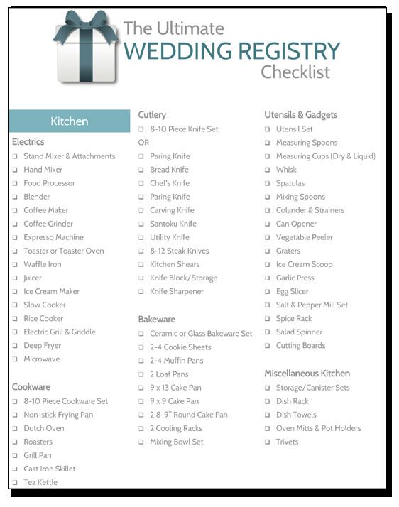 Wedding Gift Registry
 Wedding Registry Checklist RegistryFinder