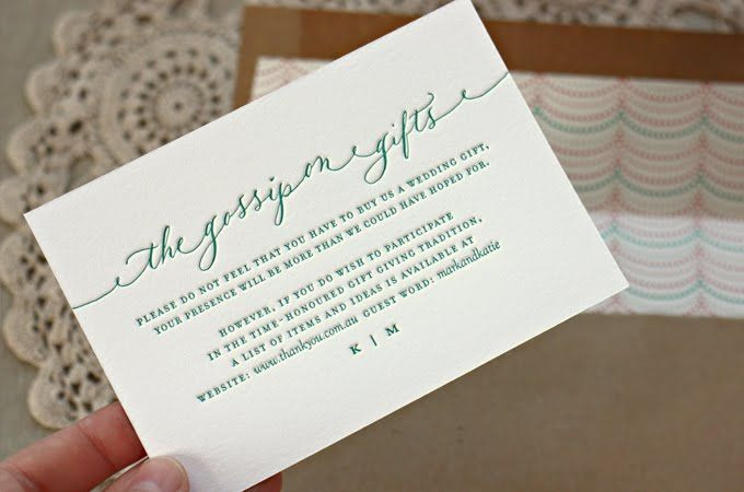 Wedding Gift Registry Ideas
 cute wording for a registry card by bespoke press