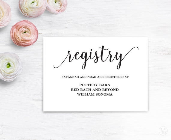Wedding Gift Registry
 Gift Registery Card Template Printable Wedding Registry Card