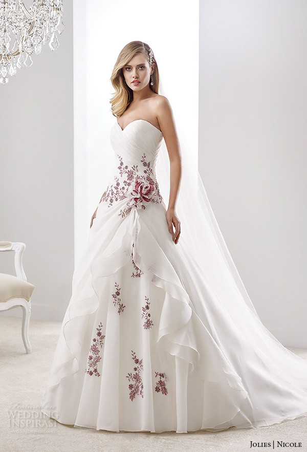 Wedding Gowns With Color
 Nicole Jolies Collection 2016 — Colored Wedding Dresses