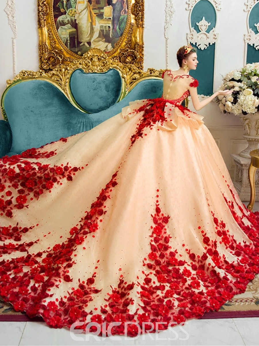 Wedding Gowns With Color
 Ericdress Amazing Scoop Ball Gown Color Wedding Dress