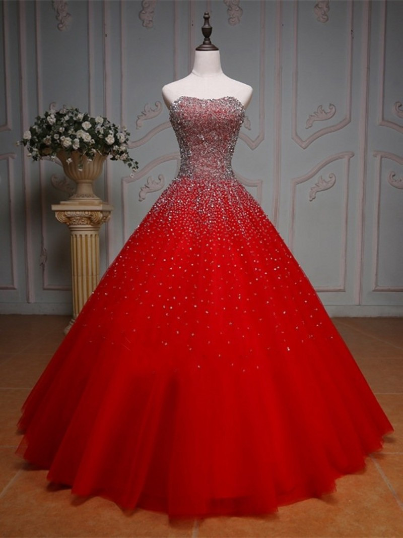 Wedding Gowns With Color
 Hot Sale Red Color Wedding Dresses 2017 Sweetheart Beaded