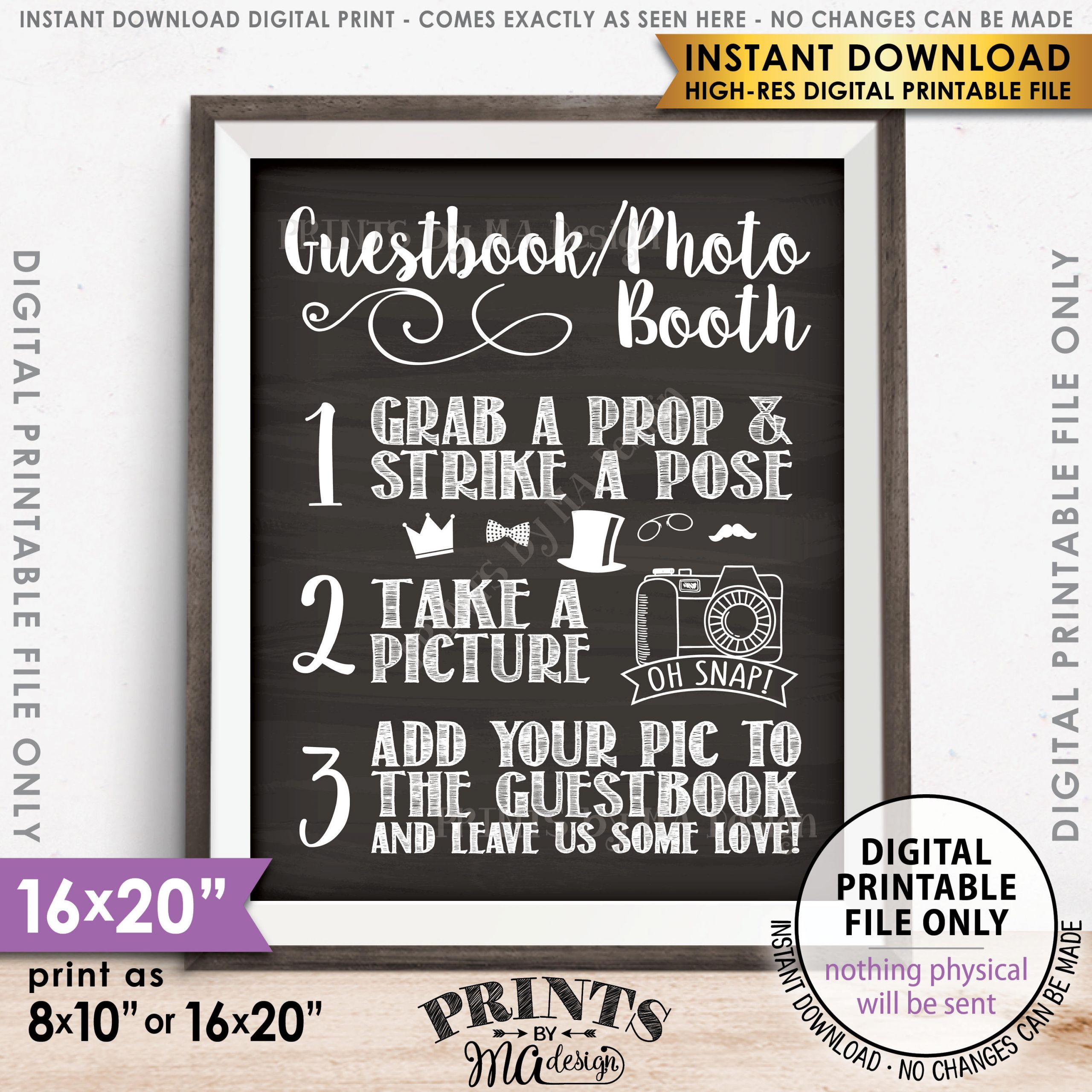 Wedding Guest Book For Photo Booth
 Guestbook booth Sign Add photo to the Guest Book Sign