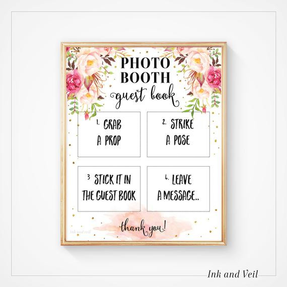 Wedding Guest Book For Photo Booth
 Guest book booth sign Instant Guestbook sign
