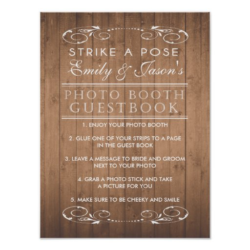 Wedding Guest Book For Photo Booth
 Country chic wedding Booth Guest Book sign Poster