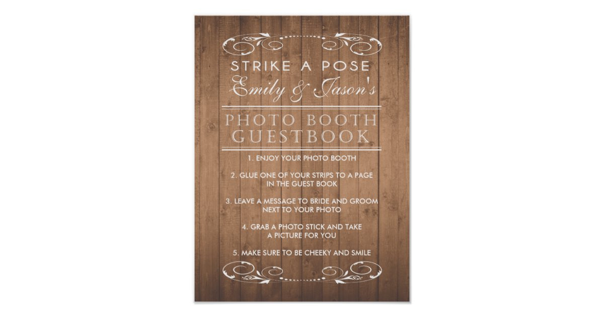 Wedding Guest Book For Photo Booth
 Country chic wedding Booth Guest Book sign Poster