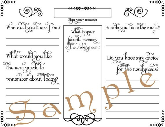 Wedding Guest Book Pages Template
 Wedding Guest Book Page Formal PDF Template 8 5 x 11 inches
