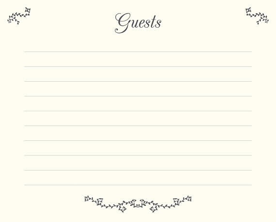 Wedding Guest Book Pages Template
 Wedding Guest Book Pages Printable File Guests Template