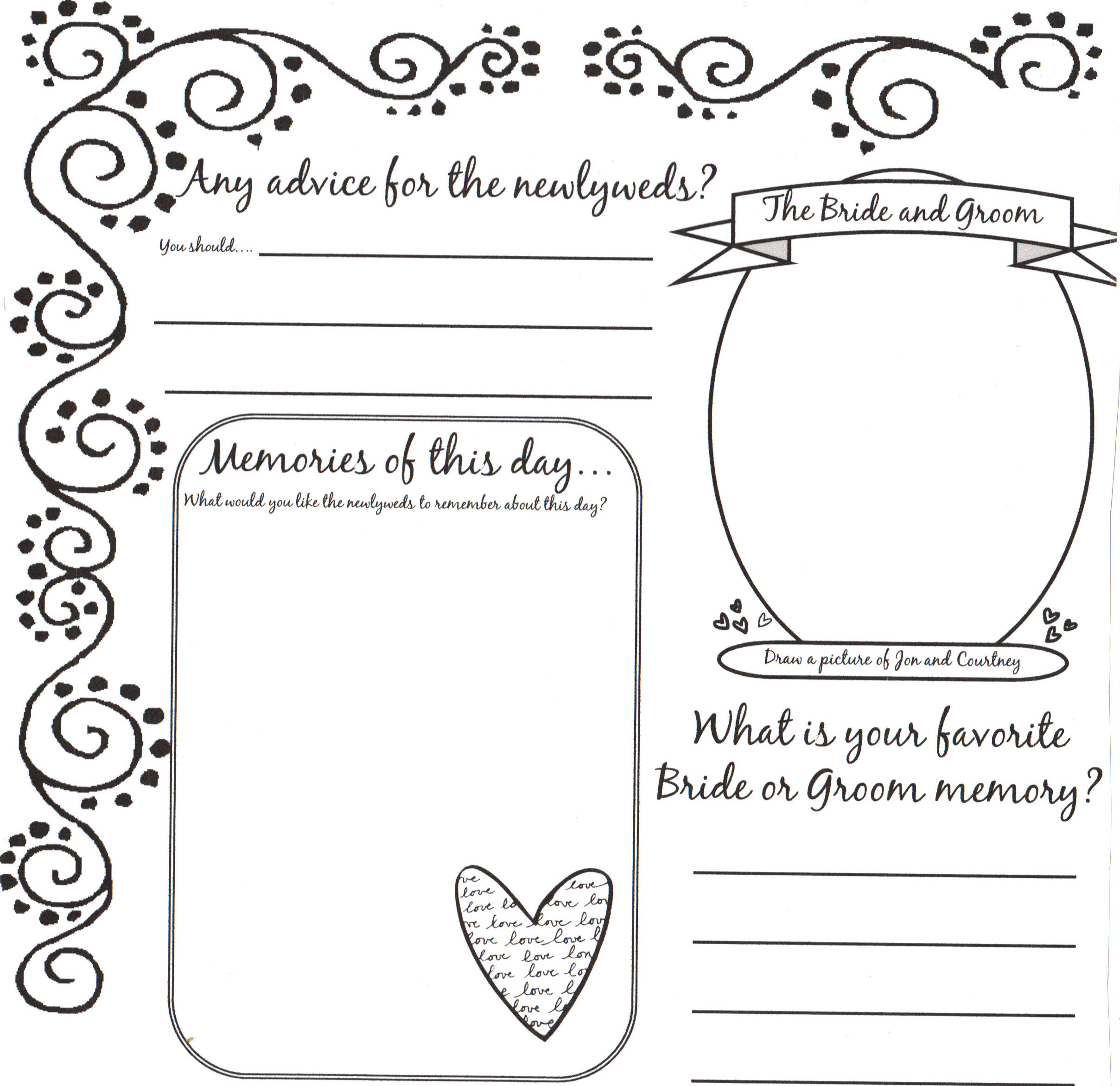 Wedding Guest Book Pages Template
 Leaving their Mark