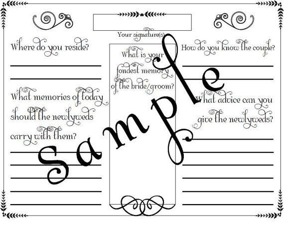 Wedding Guest Book Pages Template
 Wedding Guest Book Page PDF File Template 8 5 X 11 inches
