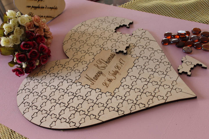 Wedding Guest Book Puzzle
 Custom Heart wedding Jigsaw Puzzle puzzle wedding