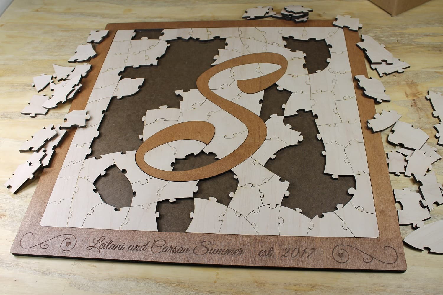 Wedding Guest Book Puzzle
 Custom Wooden Letter Puzzle Wedding Guest Book Alternative